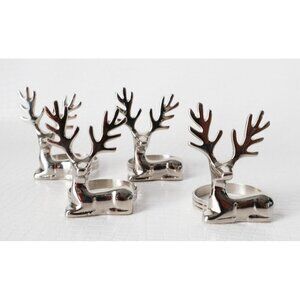 Set Of 4 Silver Deer Napkin Rings - Elegant Table Decor
